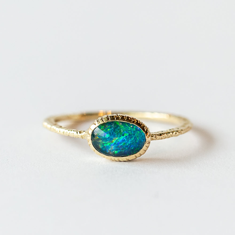 Oval Blue-Green Opal Ring