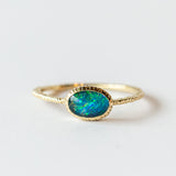 Oval Blue-Green Opal Ring