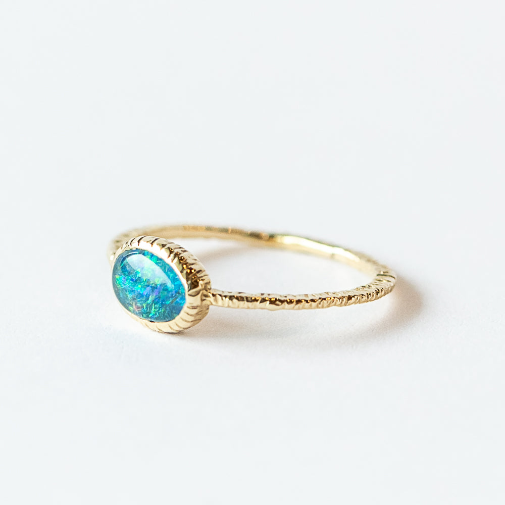 Oval Blue-Green Opal Ring