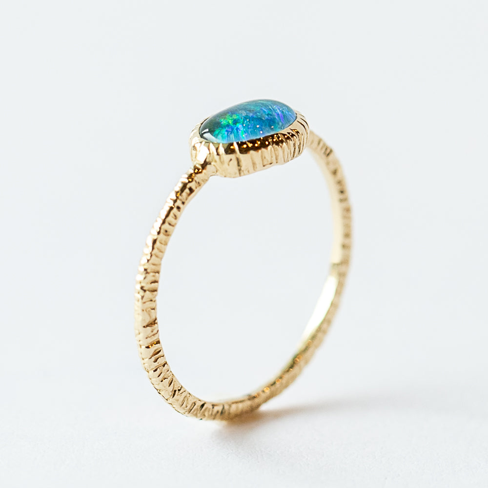 Oval Blue-Green Opal Ring