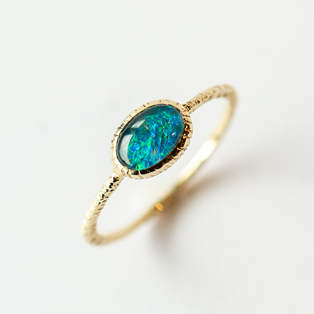 Oval Blue-Green Opal Ring