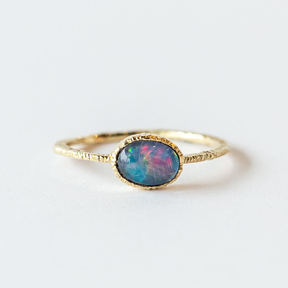 Oval Purpley-Blue Opal Ring