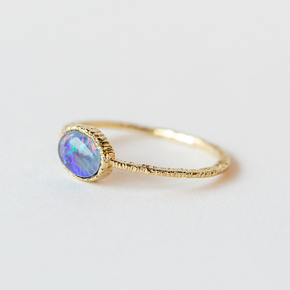 Oval Purpley-Blue Opal Ring