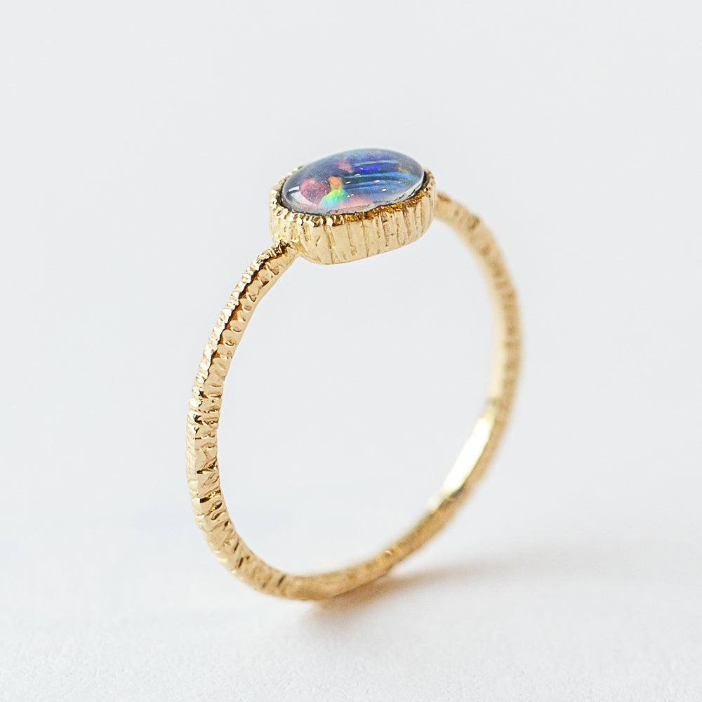 Oval Purpley-Blue Opal Ring