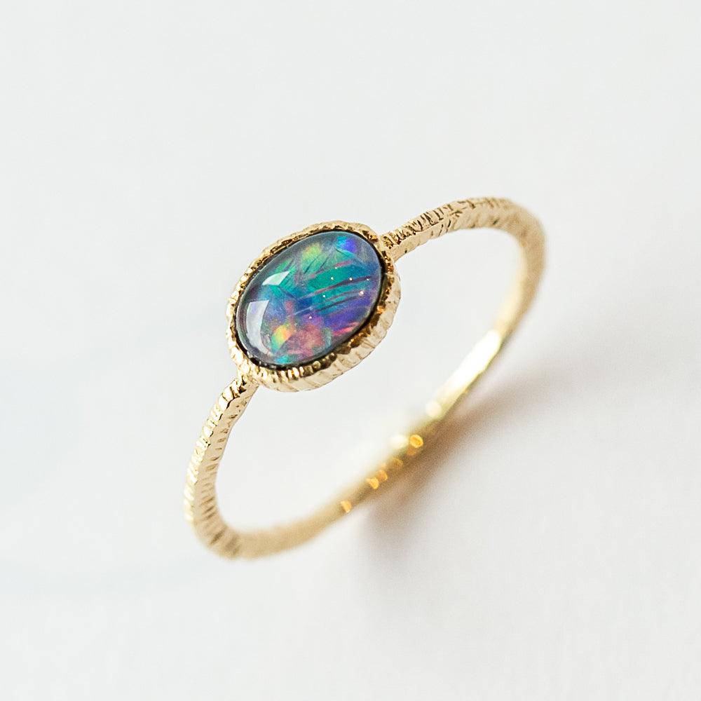 Oval Purpley-Blue Opal Ring