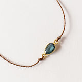 Asymmetrical Blue-Green Sapphire Cord Bracelet