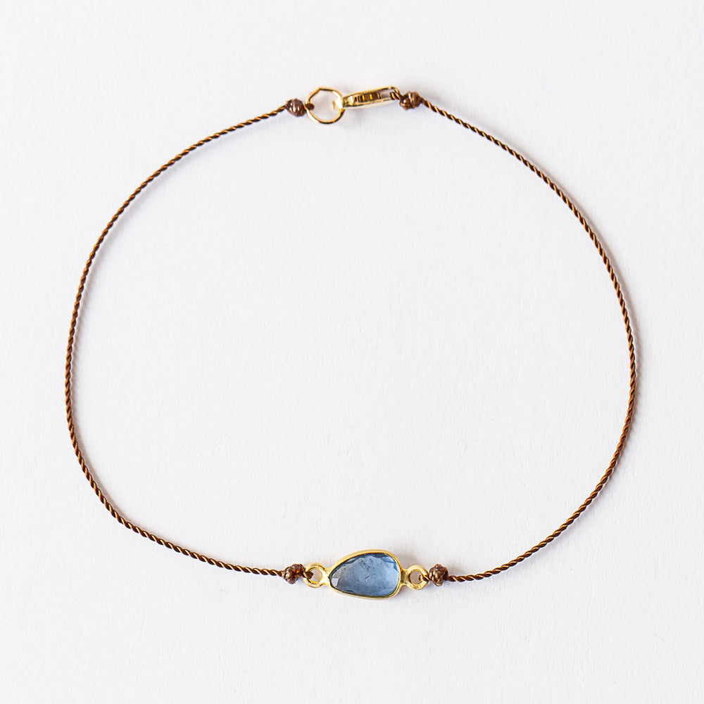 Asymmetrical Blue Sapphire Cord Bracelet