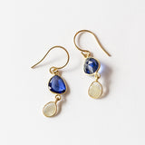 Asymmetrical Sapphire and Diamond Slice Double Drop Earrings