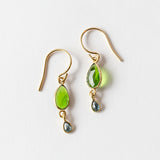 Chrome Diopside and Blue Sapphire Double Drop Earrings