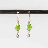 Chrome Diopside and Blue Sapphire Double Drop Earrings