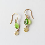 Chrome Diopside and Diamond Slice Double Drop Earrings