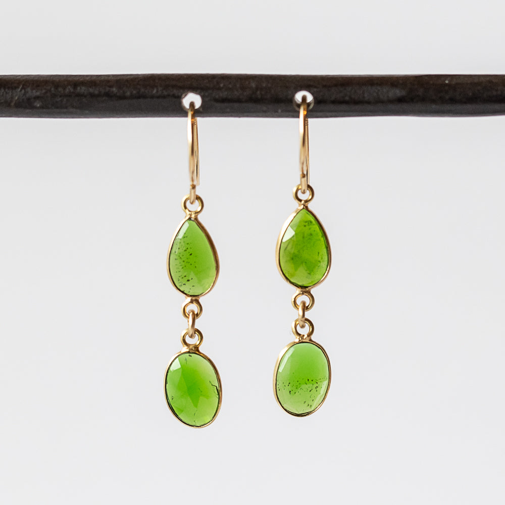Chrome Diopside Double Drop Earrings