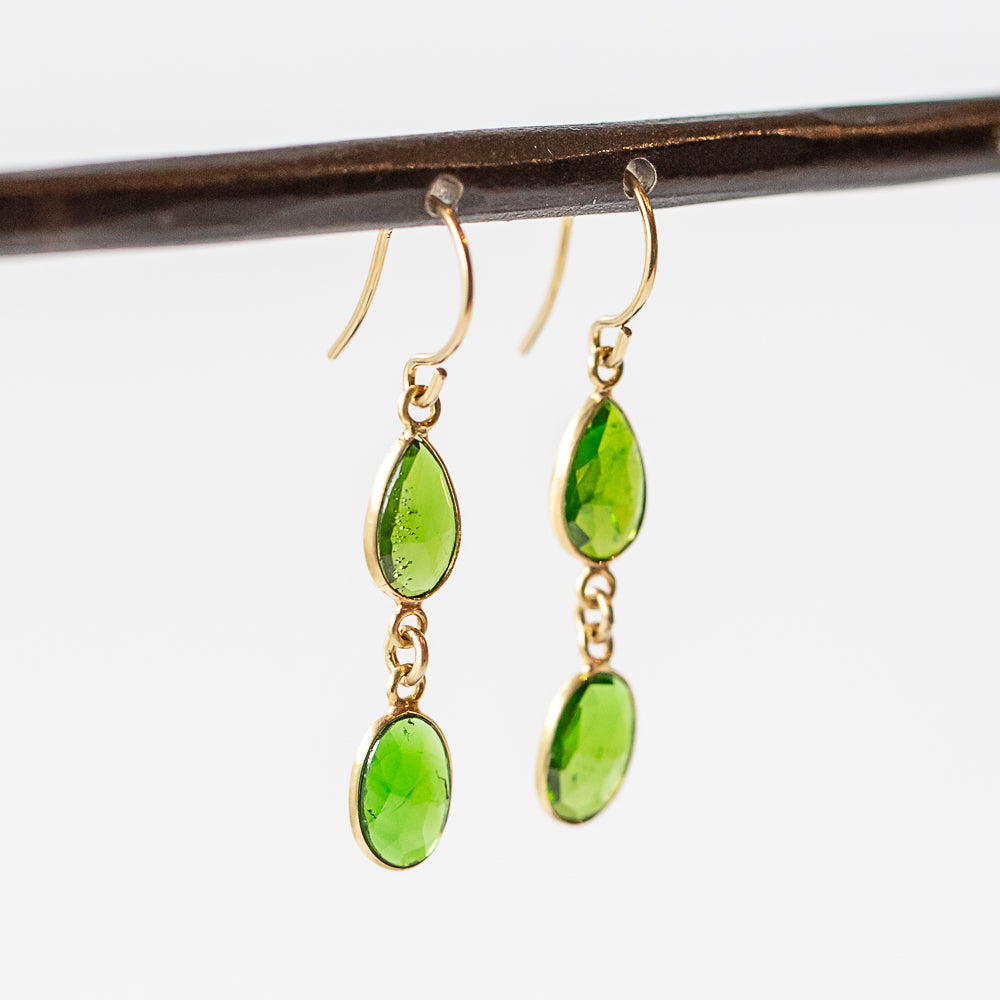 Chrome Diopside Double Drop Earrings