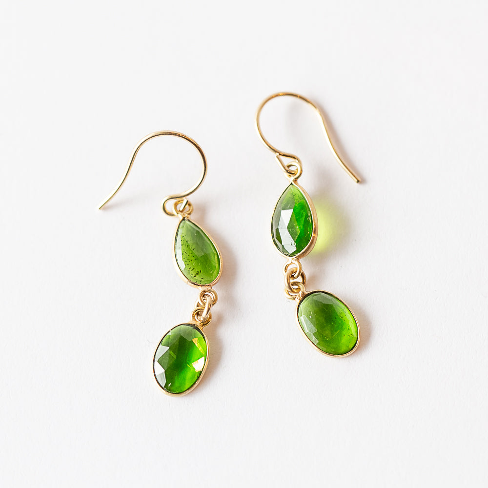 Chrome Diopside Double Drop Earrings