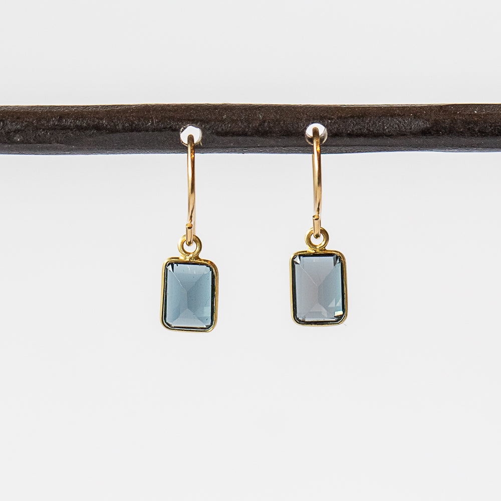 Emerald Cut London Blue Topaz Drop Earrings
