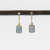 Emerald Cut London Blue Topaz Drop Earrings