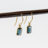 Emerald Cut London Blue Topaz Drop Earrings