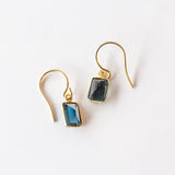 Emerald Cut London Blue Topaz Drop Earrings