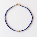 Faceted Lapis Beaded Bracelet with Fluted Gold Bead