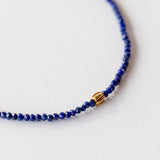Faceted Lapis Beaded Bracelet with Fluted Gold Bead