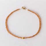 Hessonite Garnet Beaded Bracelet with Fluted Gold Bead