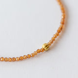 Hessonite Garnet Beaded Bracelet with Fluted Gold Bead