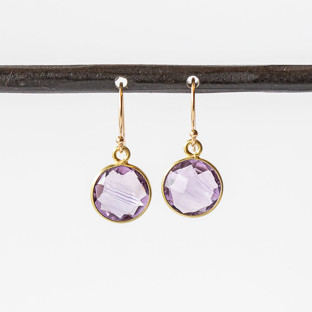 Round Amethyst Drop Earrings