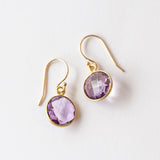Round Amethyst Drop Earrings