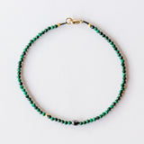 Malachite Beaded Bracelet with Faceted Oval Black Diamond Bead