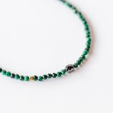 Malachite Beaded Bracelet with Faceted Oval Black Diamond Bead