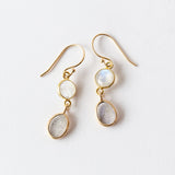 Moonstone and Labradorite Double Drop Earrings