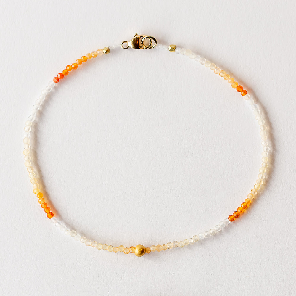 Multicolor Fire Opal Beaded Bracelet with Round Gold Bead
