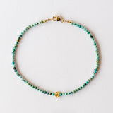 Multicolor Turquoise Beaded Bracelet with Flat Round Gold Bead