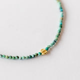 Multicolor Turquoise Beaded Bracelet with Flat Round Gold Bead