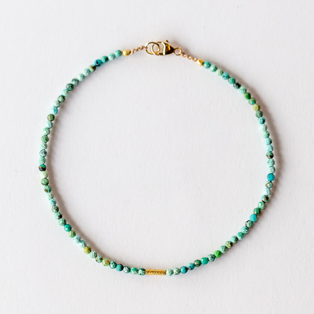 Multicolor Turquoise Beaded Bracelet with Gold Tube Bead