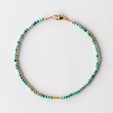 Multicolor Turquoise Beaded Bracelet with Gold Tube Bead