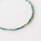 Multicolor Turquoise Beaded Bracelet with Gold Tube Bead