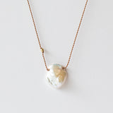 Oval Flat White Keshi Pearl Necklace