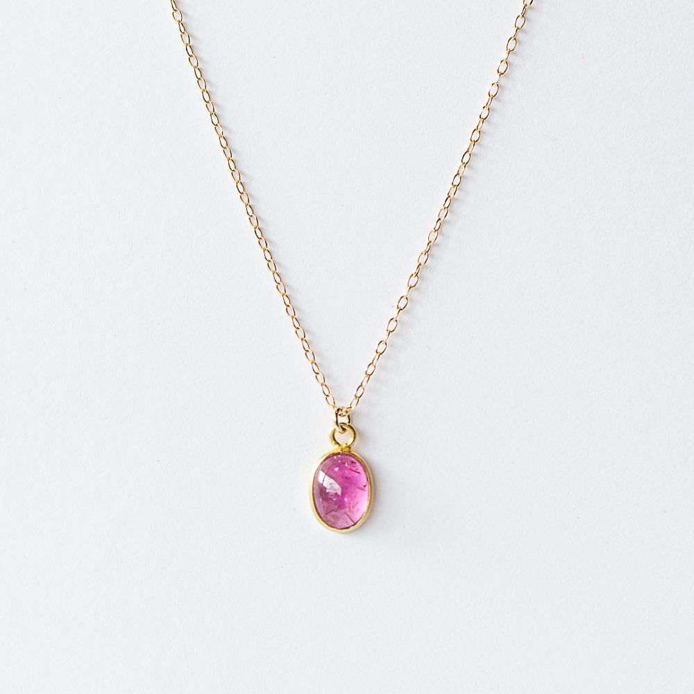 Oval Pink Tourmaline Necklace