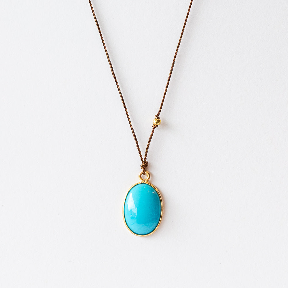 Oval Sleeping Beauty Turquoise Necklace
