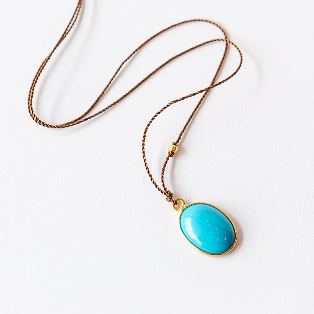 Oval Sleeping Beauty Turquoise Necklace