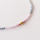 Pink and Gray Spinel Beaded Bracelet with Round Gold Bead