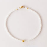 Rainbow Moonstone Beaded Bracelet with Hexagonal Gold Bead