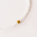 Rainbow Moonstone Beaded Bracelet with Hexagonal Gold Bead