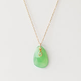 Sea Green Tourmaline Drop Necklace with Tiny Diamond Dangle