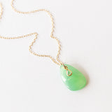 Sea Green Tourmaline Drop Necklace with Tiny Diamond Dangle