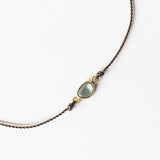 Small Asymmetrical Blue-Green Sapphire Cord Bracelet