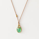 Small Oval Emerald Necklace with Tiny Diamond Dangle