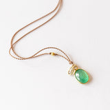 Small Oval Emerald Necklace with Tiny Diamond Dangle