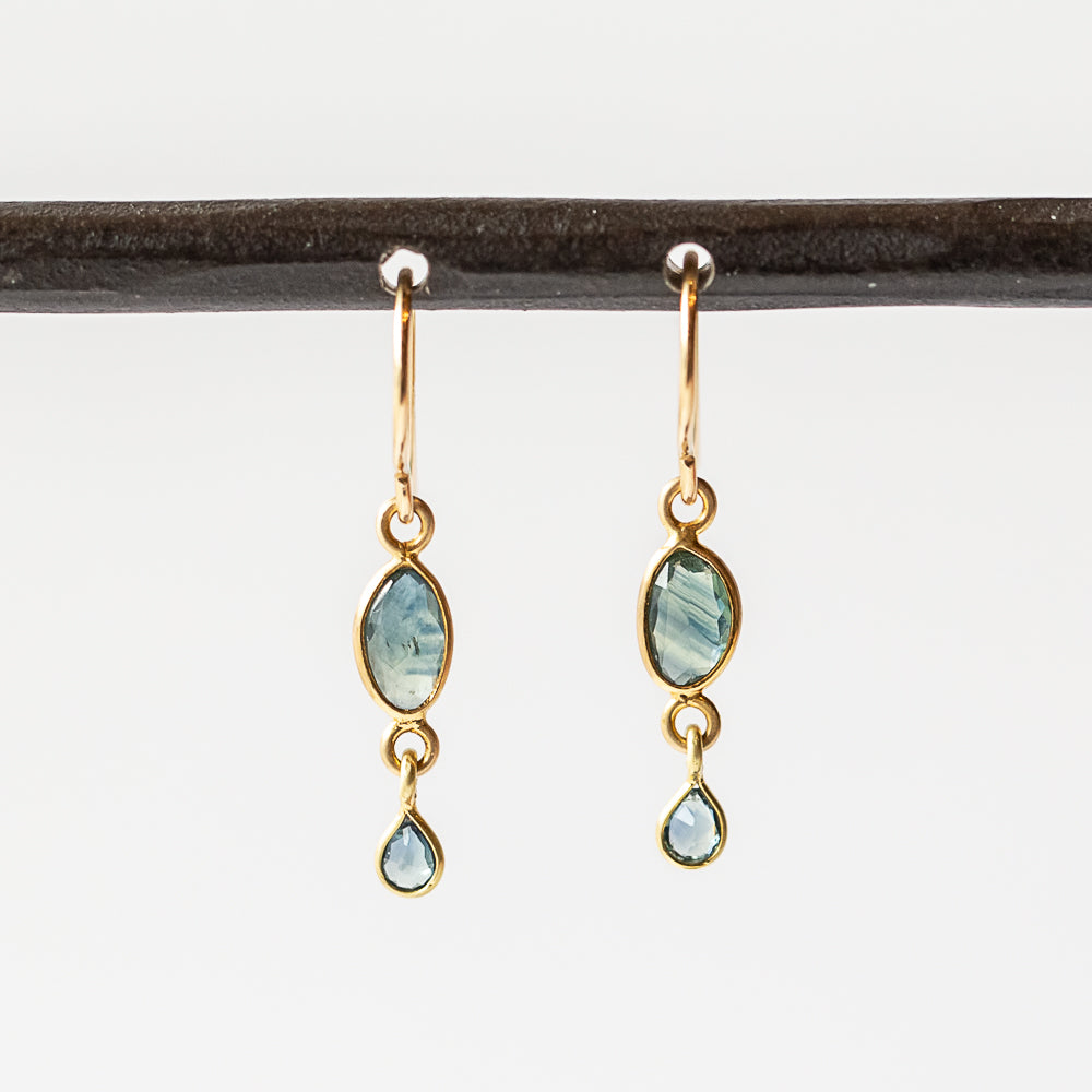 Small Sapphire Double Drop Earrings